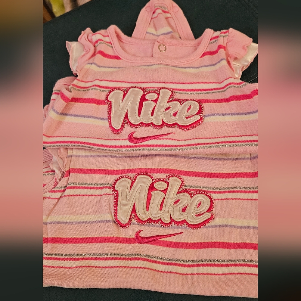 2 Nike Striped Pink ONESIE